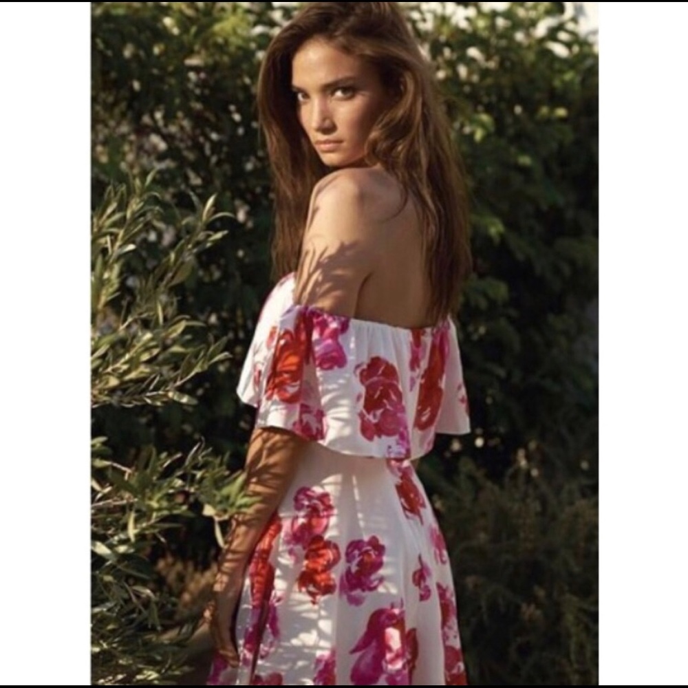 Silk Ruffle Off the Shoulder Dress